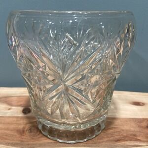 Kokomo Glass? EAPG Blocked Star Pattern Biscuit Jar Vase Bowl Early American